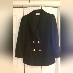 Vintage Herman Kay Ladies Pea Coat 100% Wool Black XL Great Condition